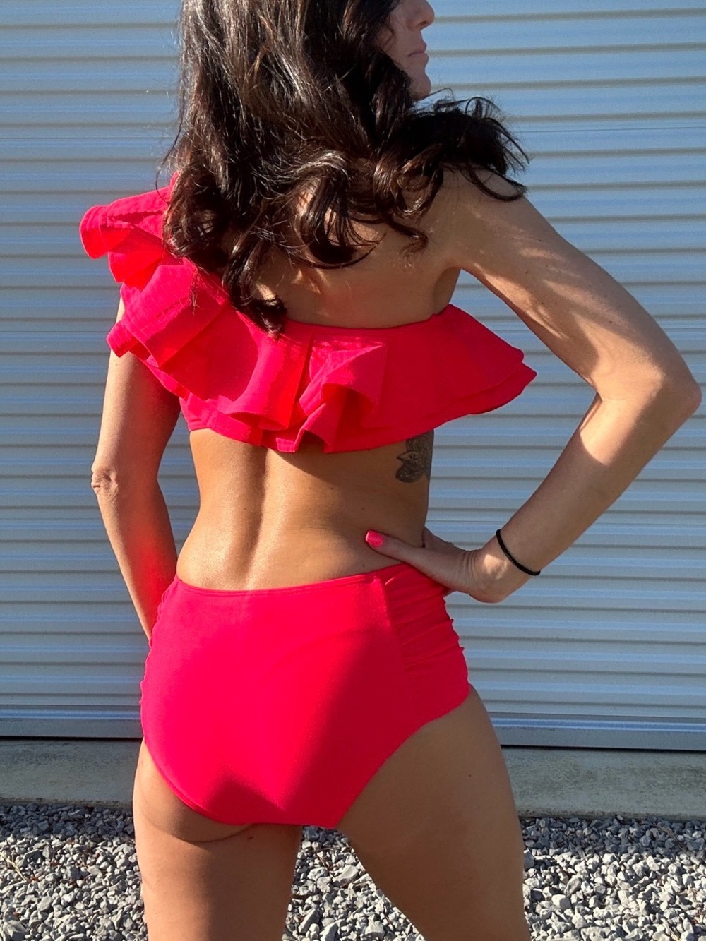 DAVI & DANI One-Shoulder Ruffle Bikini - Picture 3 of 3